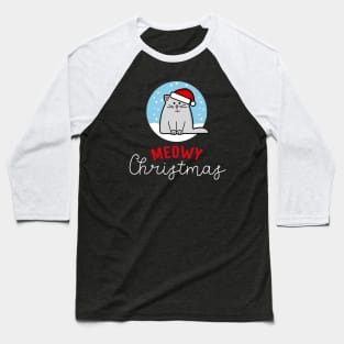 Meowy Christmas Santa Cat - Cute Cat Lover Baseball T-Shirt
